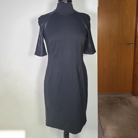 Ralph Lauren Black Label Leather Sleeve Dress - Picture 1 of 10